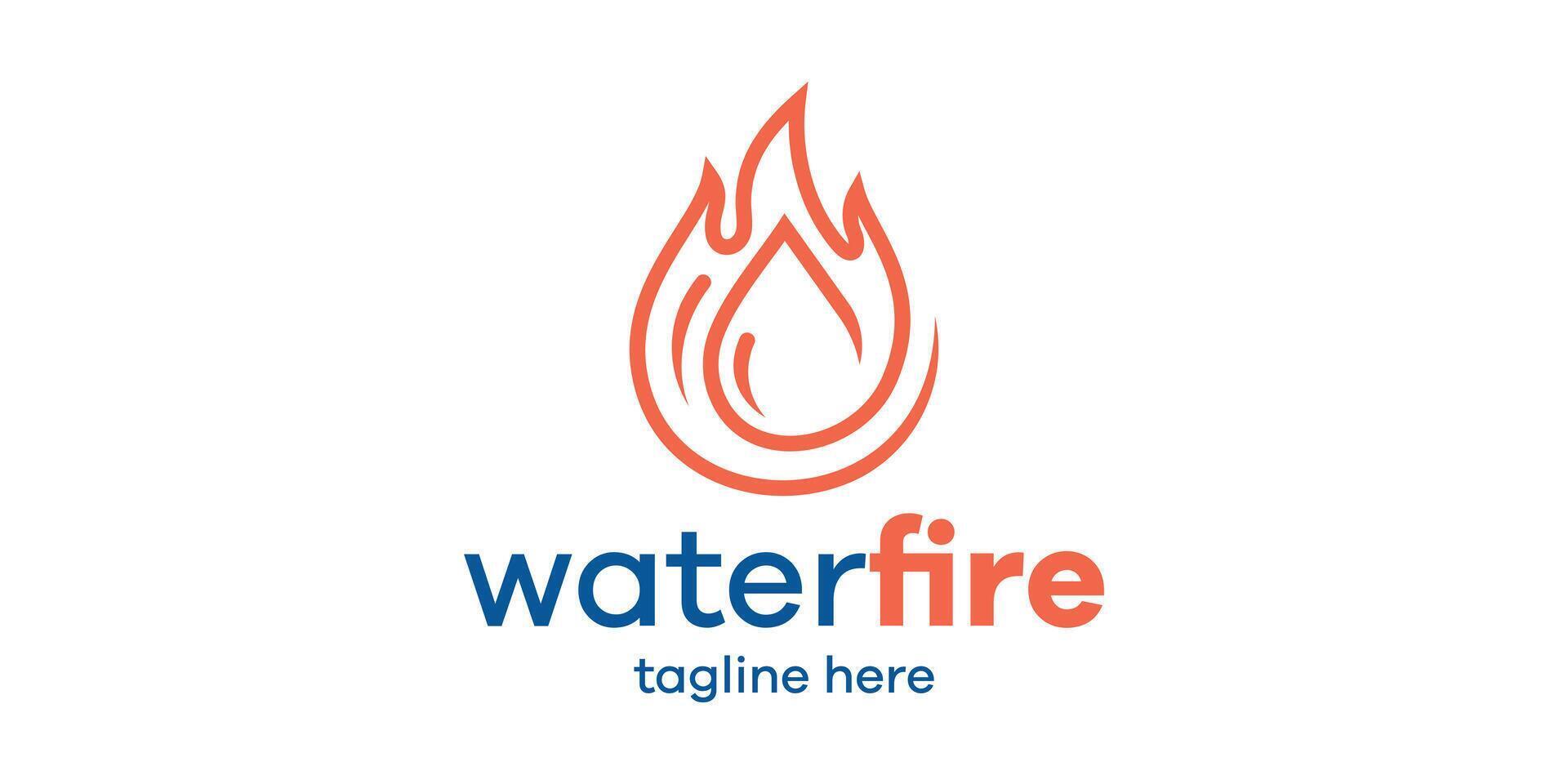 logo design combination of water and fire, minimalist, flame, drops, logo design template, creative, idea. vector