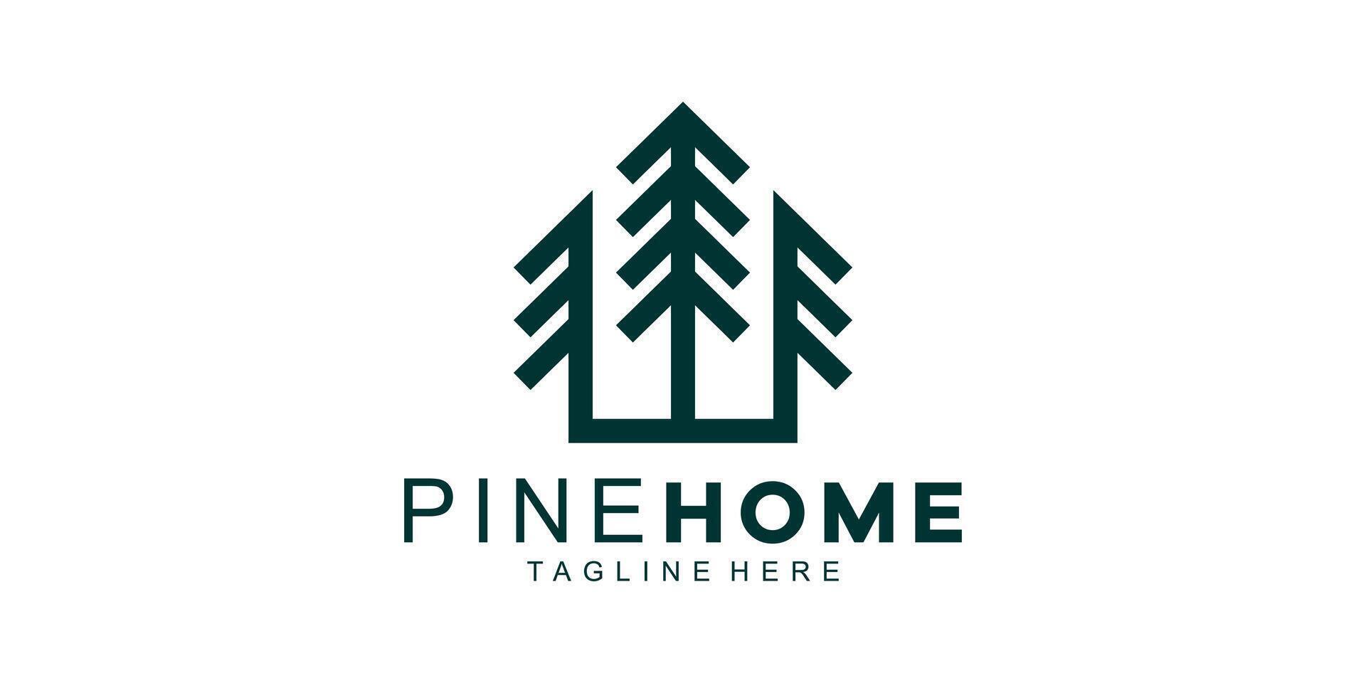 logo design combination of pine trees and houses, forest, construction, wood, logo design template, creative, idea. vector