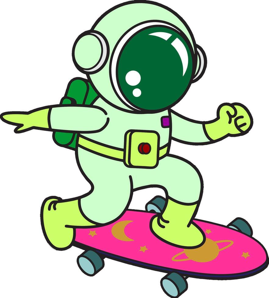 An astronaut riding a skateboard vector