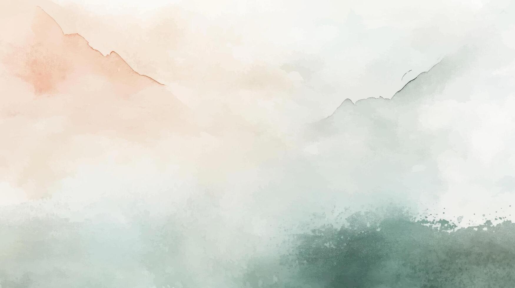 Abstract horizontal watercolor background. green orange color Hand drawn texture. Brush stroked painting pastel color vector