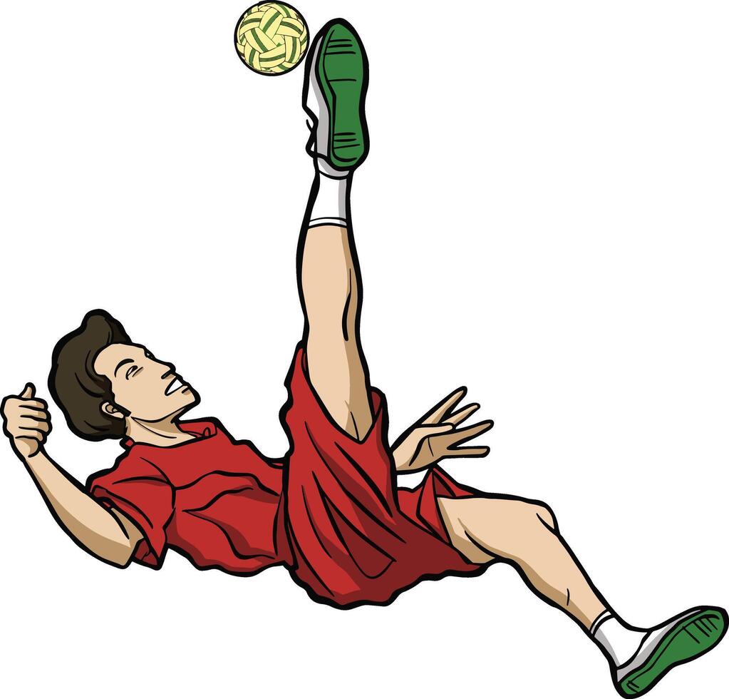 Sepak takraw sport player action vector