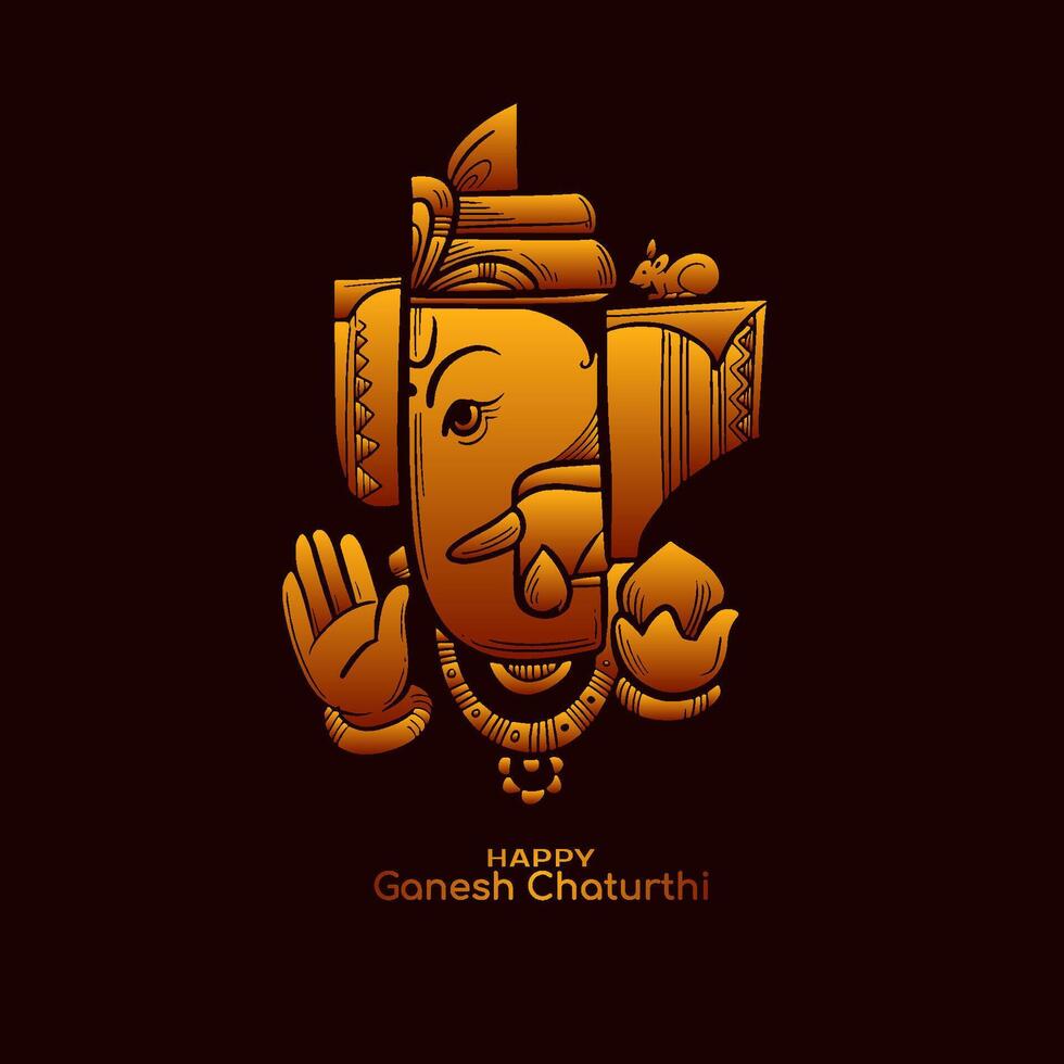 Happy Ganesh Chaturthi Indian festival dark elegant background vector