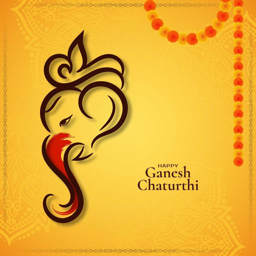 Happy Ganesh Chaturthi traditional Indian festival celebration card vector