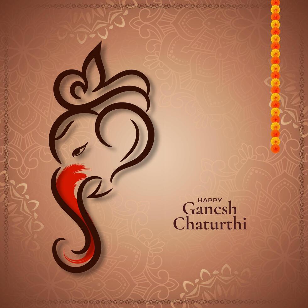 Happy Ganesh Chaturthi Indian traditional festival greeting background vector