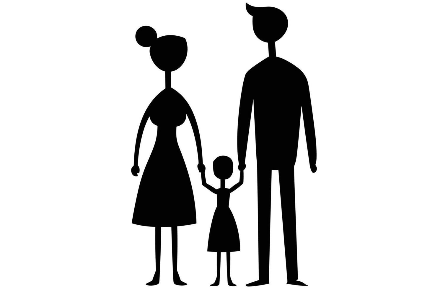 Cute Family Silhouette Heartwarming Family Bond Stock Illustration, Adorable Family Moment Cartoon. vector