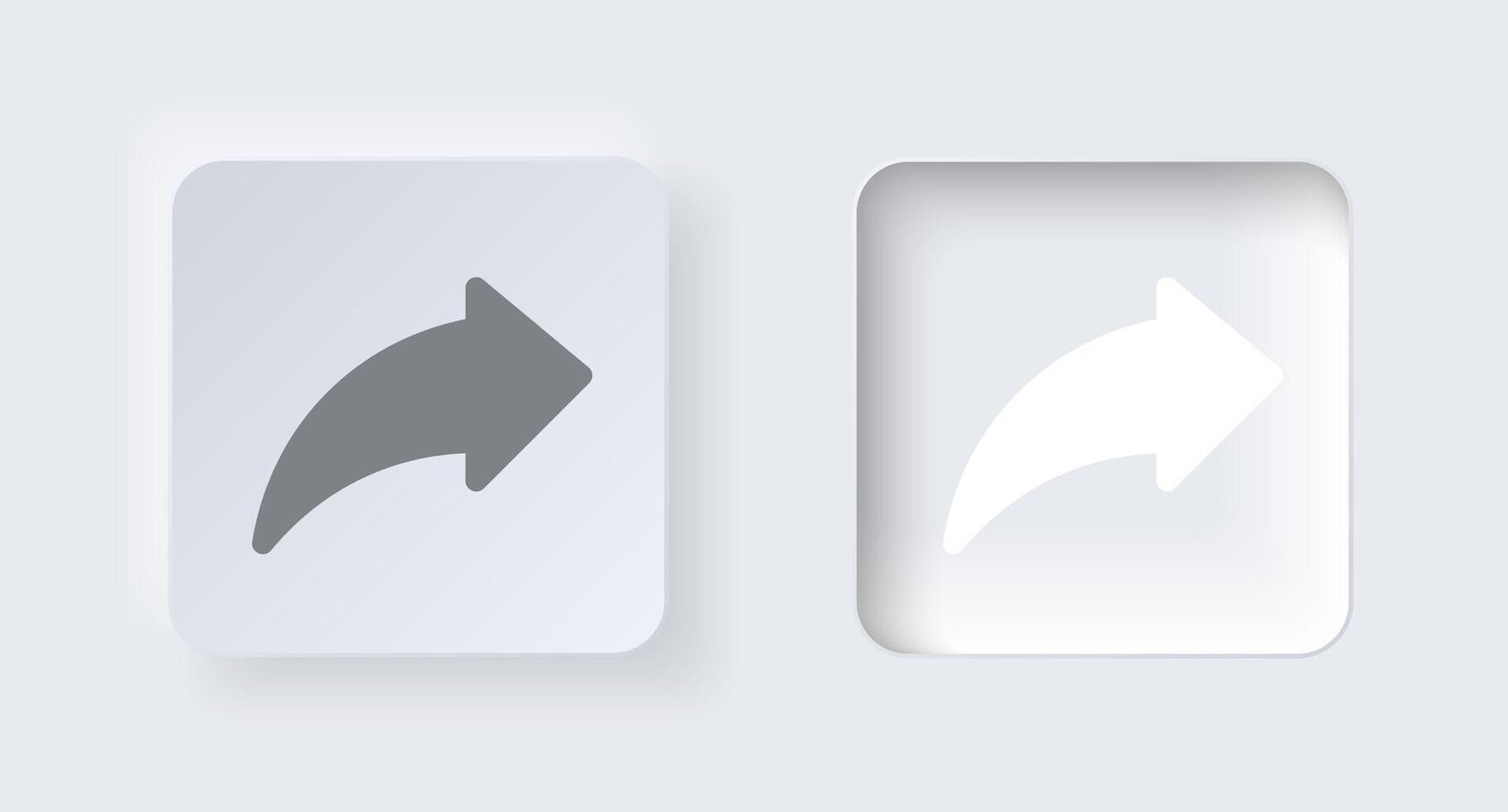 Neumorphic arrow button for interface application or web design. Simple elegant neumorphism trendy designs element UI components isolated on white background. vector