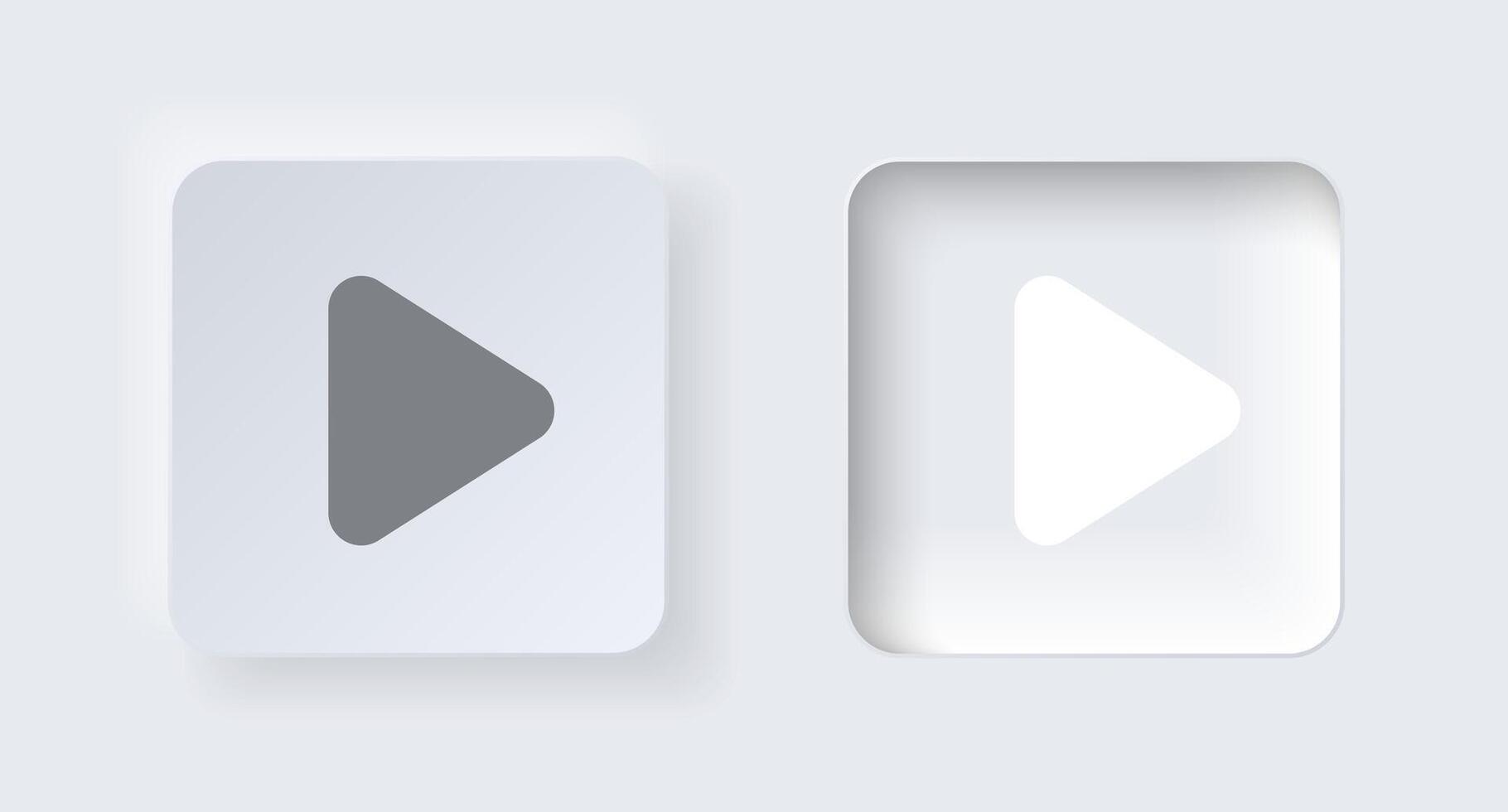 Neumorphic play button for interface application or web design. Simple elegant neumorphism trendy designs element UI components isolated on white background. vector