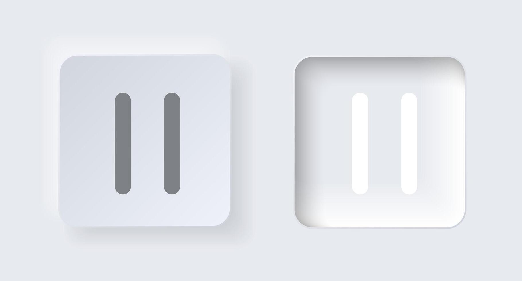 Neumorphic pause button for interface application or web design. Simple elegant neumorphism trendy designs element UI components isolated on white background. vector
