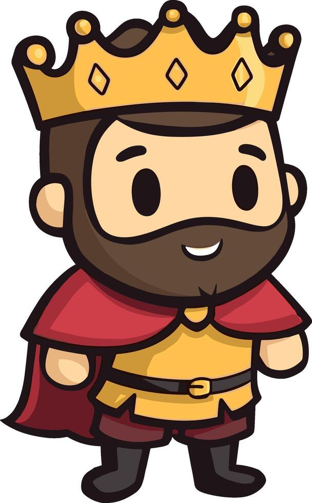 King in Medieval Fantasy A Royal Character with Crown and Robe vector