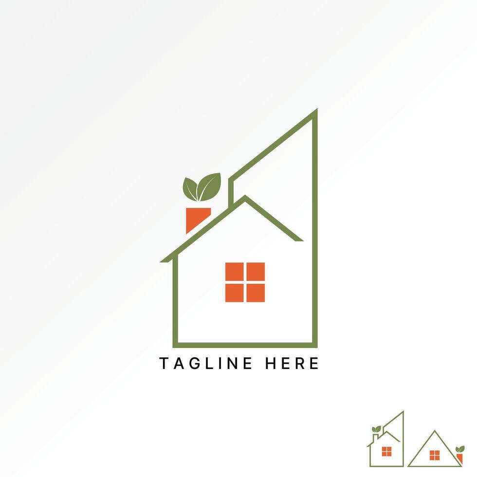 Logo design graphic concept abstract creative premium stock simple line home with reusable leaves. Related green house environmentally friendly vector