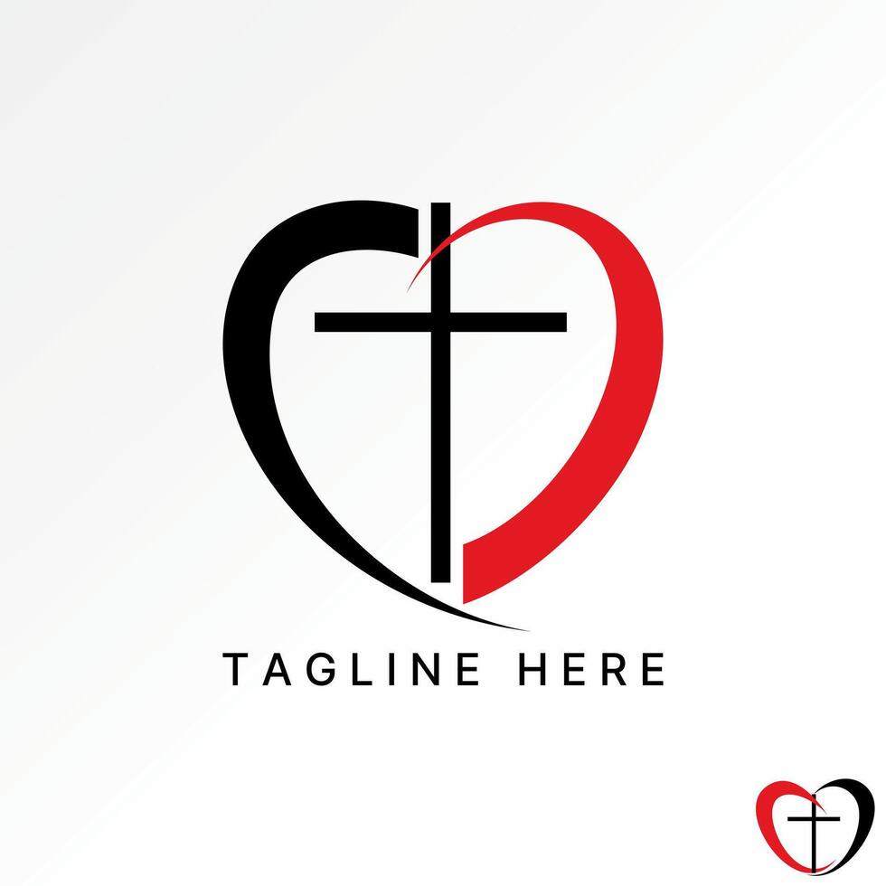 Logo design graphic concept abstract creative premium stock swoosh love with church pray ministry faith. Related to christian catholic baptism vector