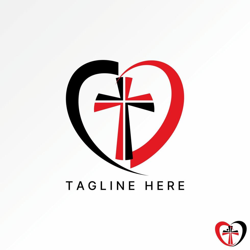 Logo design graphic concept abstract creative premium stock swoosh love cut church pray ministry faith. Related to christian catholic baptism vector