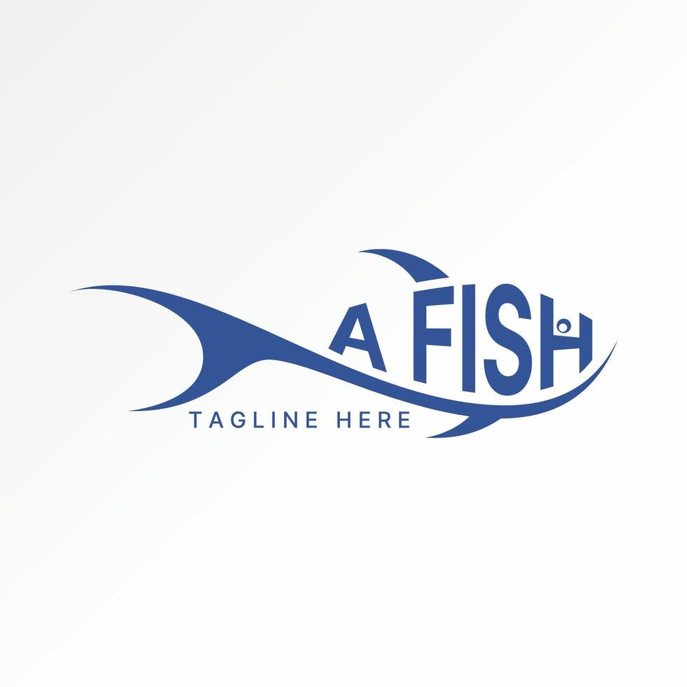 Logo design graphic concept abstract creative premium stock unique line art fish sailor ocean river. Related to monogram typography fisherman vector