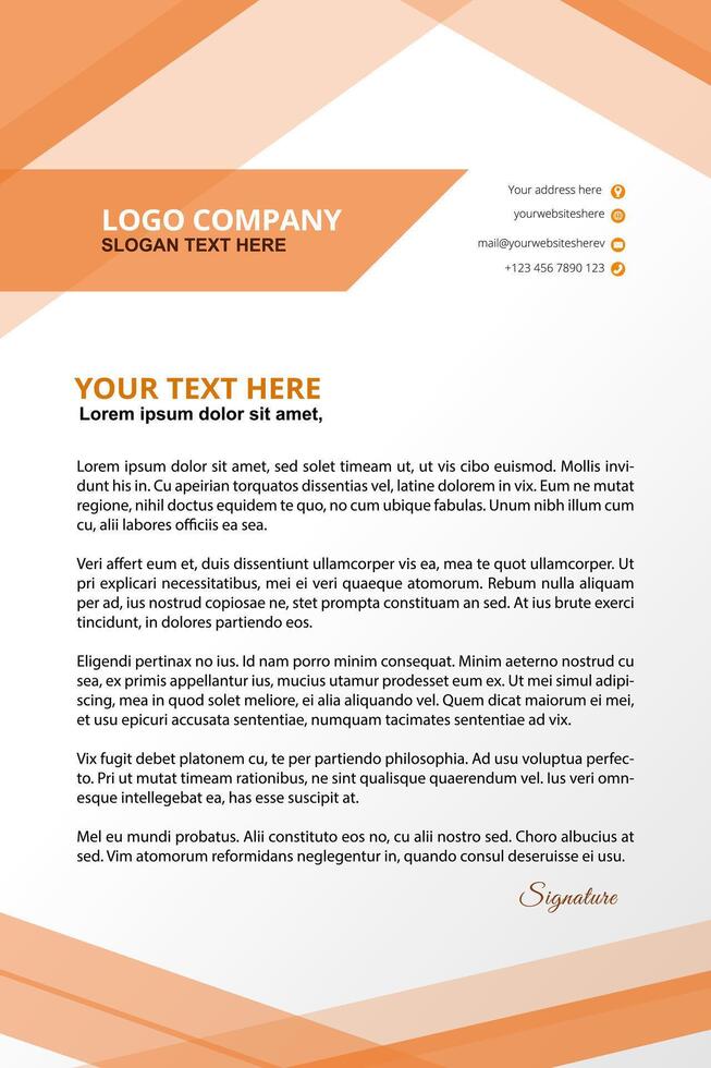 An orange and white letterhead with a geometric design vector