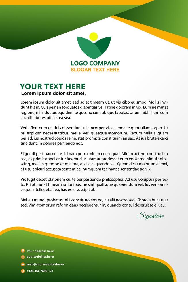 A letterhead template with a green and yellow design vector