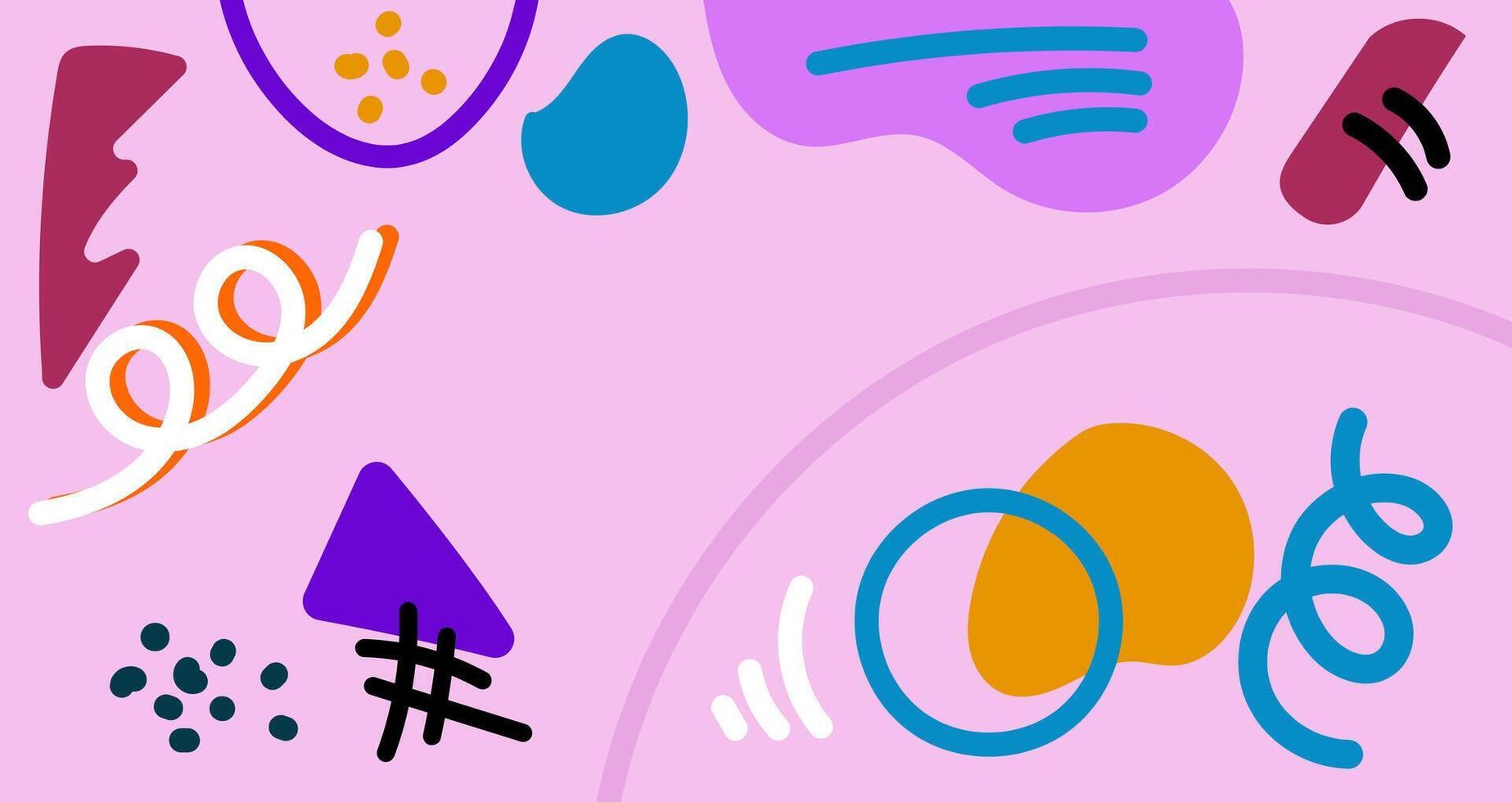 A colorful abstract background with various shapes and symbols vector