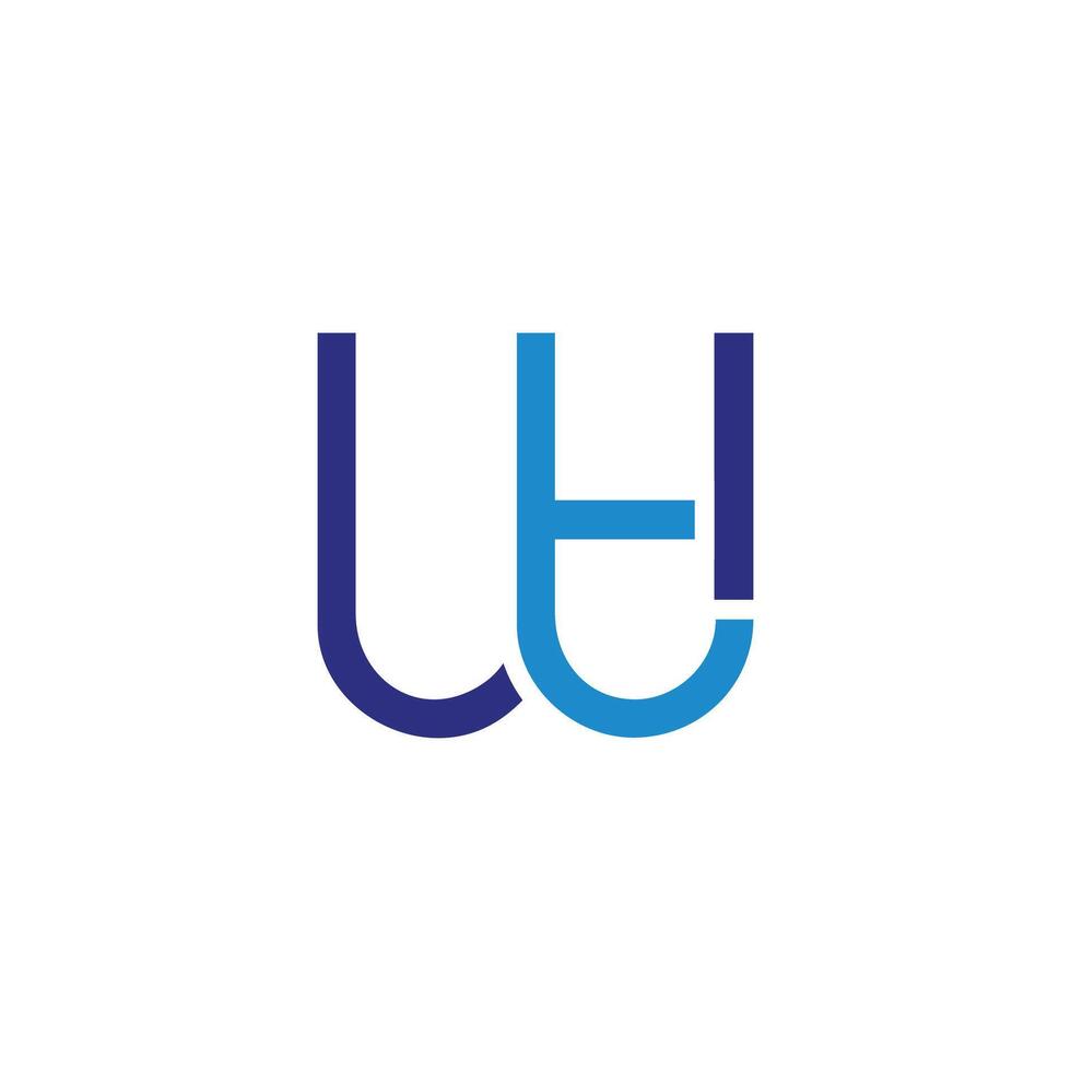 letter wt simple linked blue logo vector