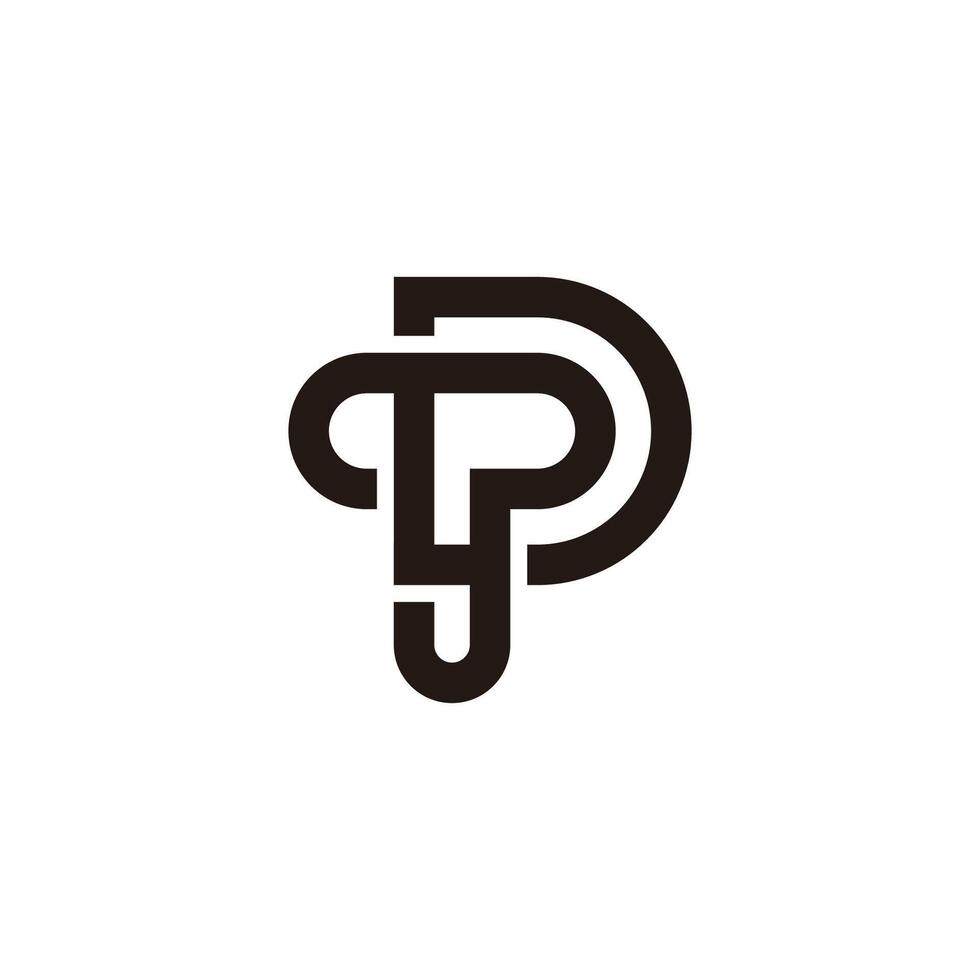 letter td linked overlapping simple logo vector