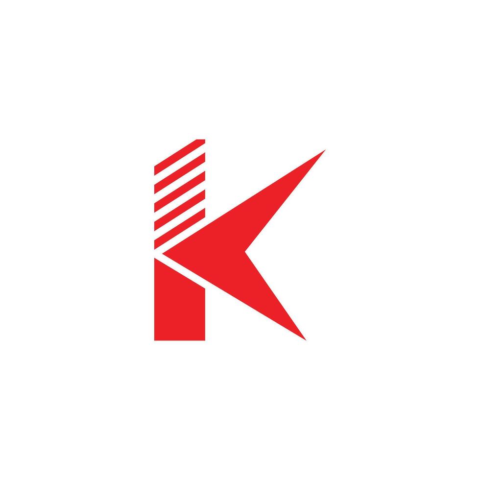 letter k stripes red geometric simple logo vector