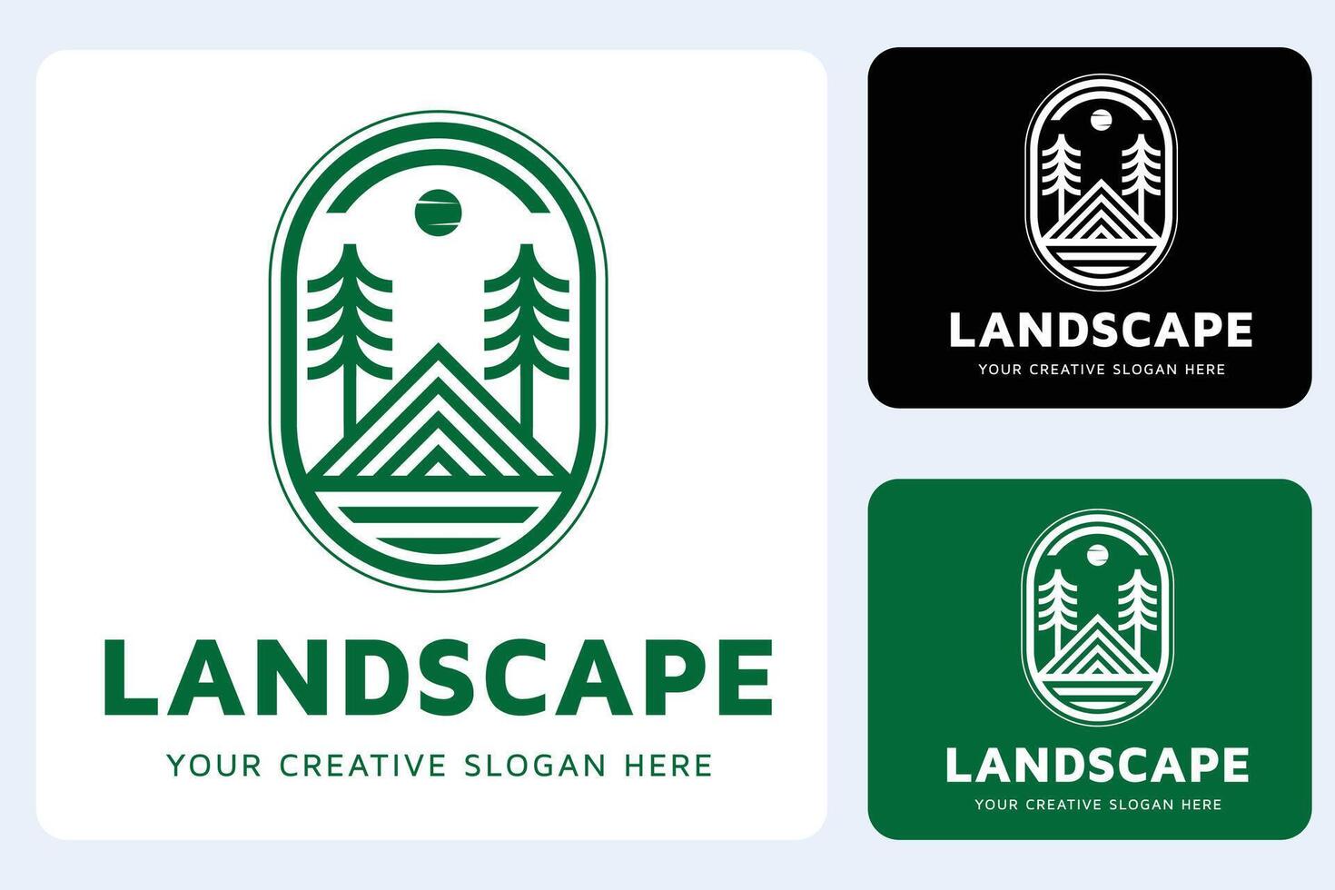 Landscape Pine Mountain Logo Design Template vector