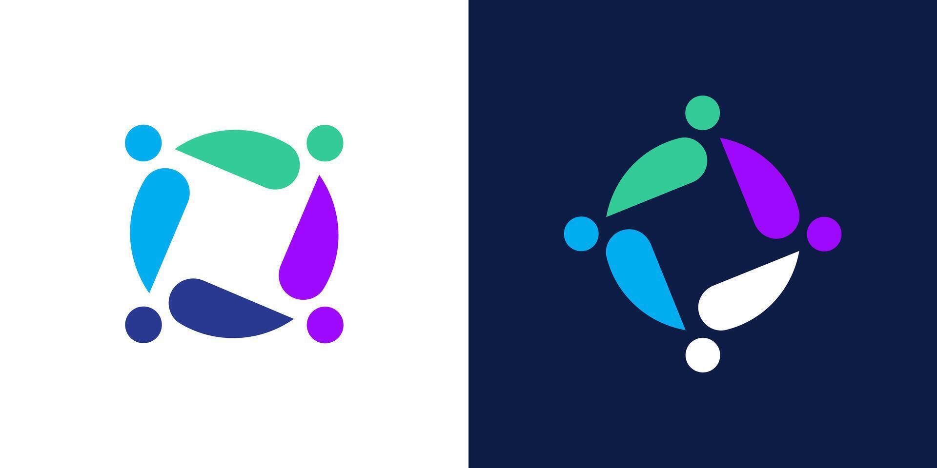 People circle icon logo . Round social connection together colorful logo vector