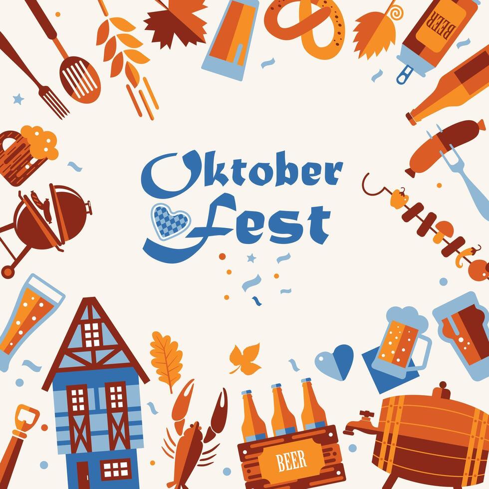 Oktoberfest flyer, banner. Beer festival logo, concept design on white background. vector