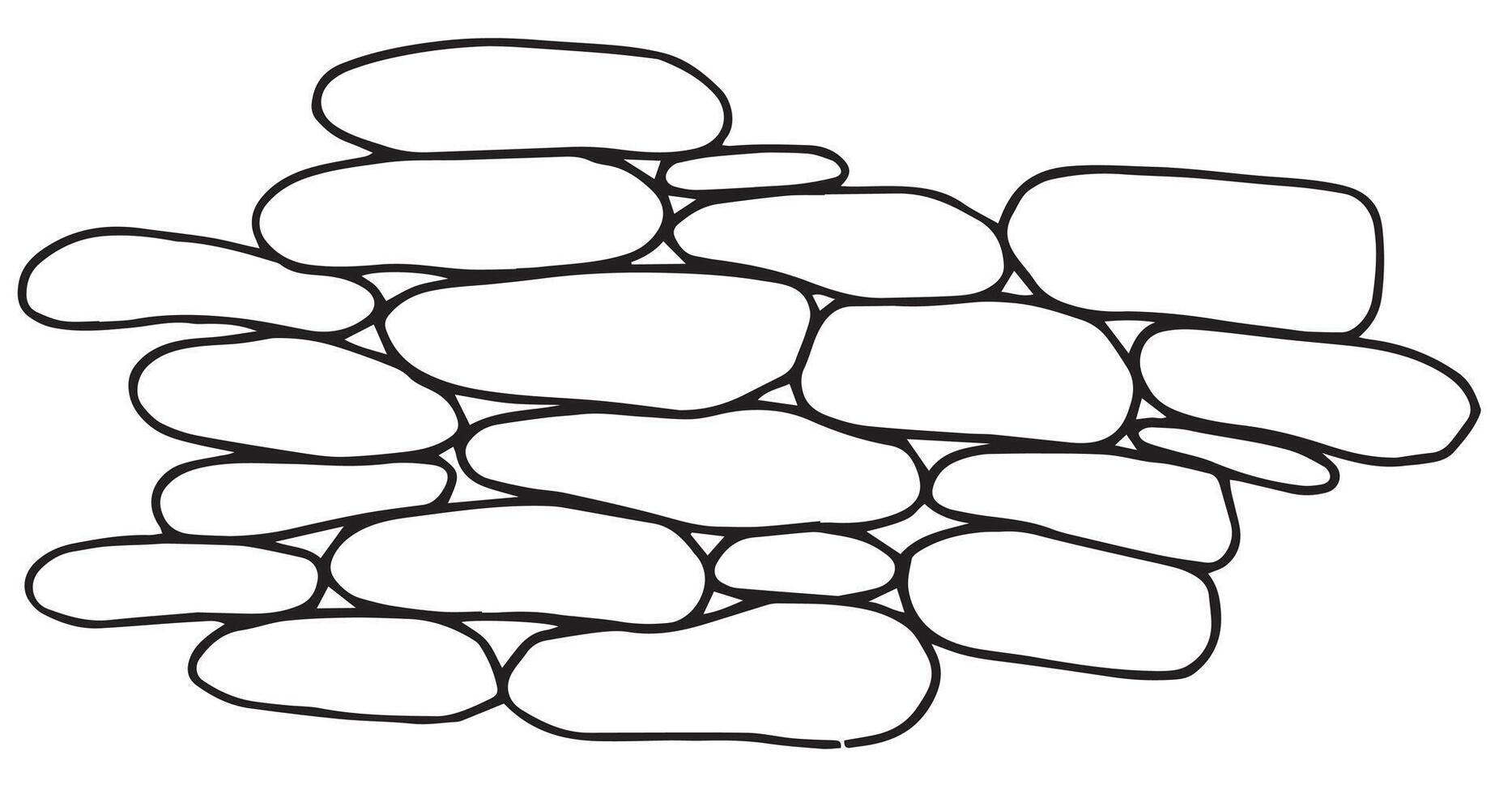 stone texture, walls. linear drawing in doodle style. vector