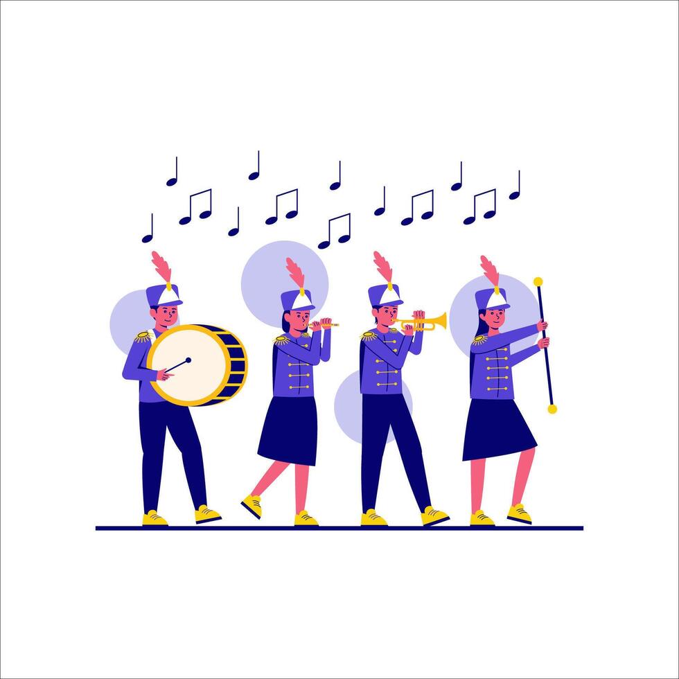 Energetic Marching Band A Parade of Rhythm and Unity vector