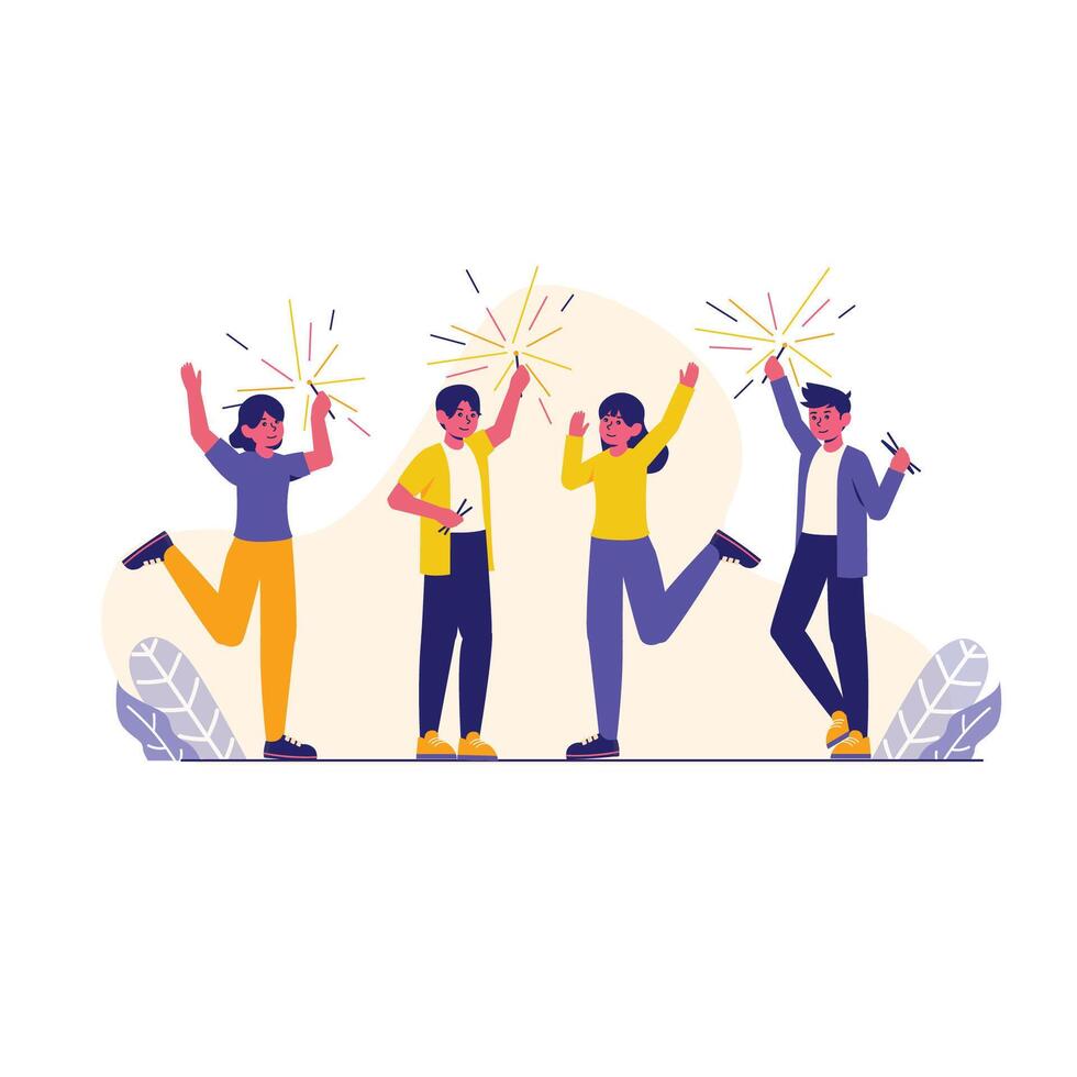New Year Celebration Joyful Moments with Sparklers vector