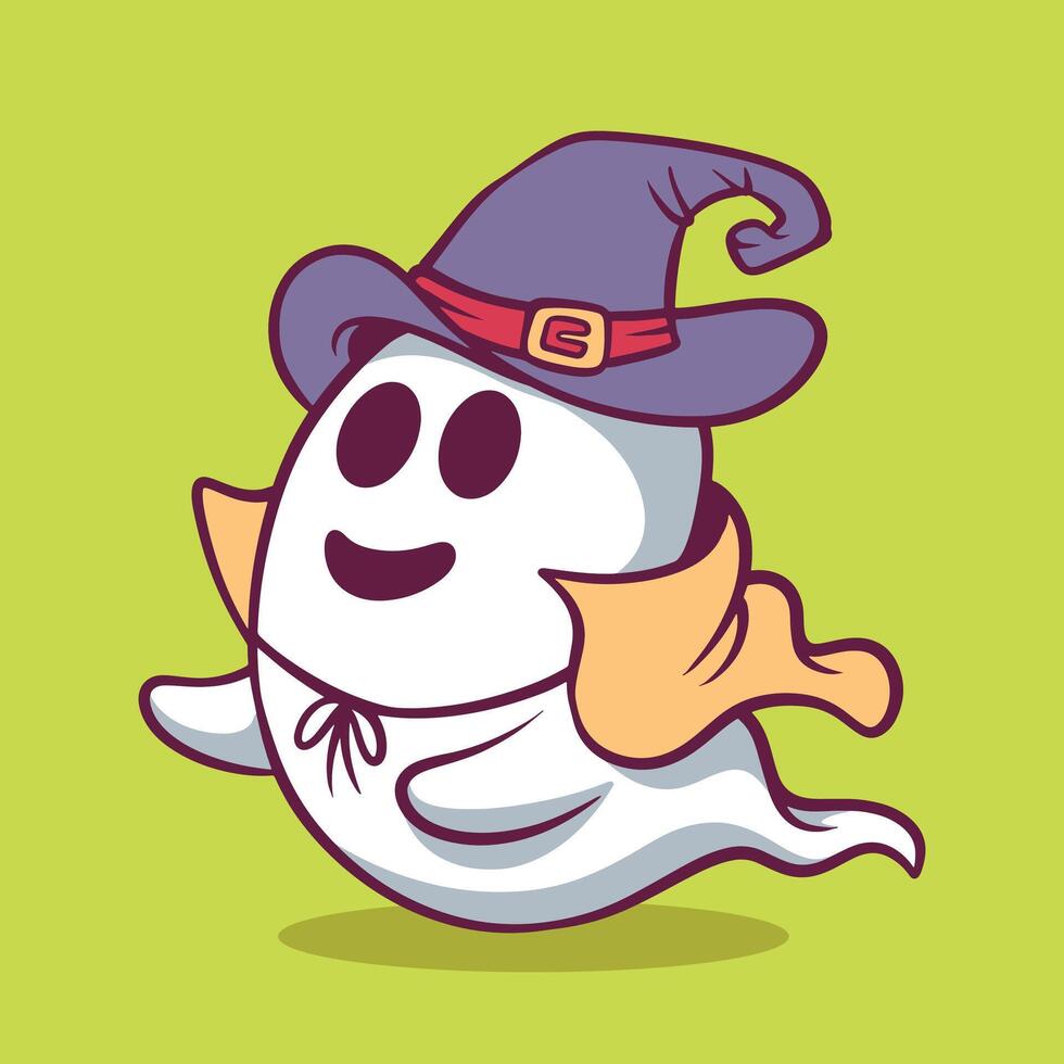 Cute hand drawn ghost illustration vector