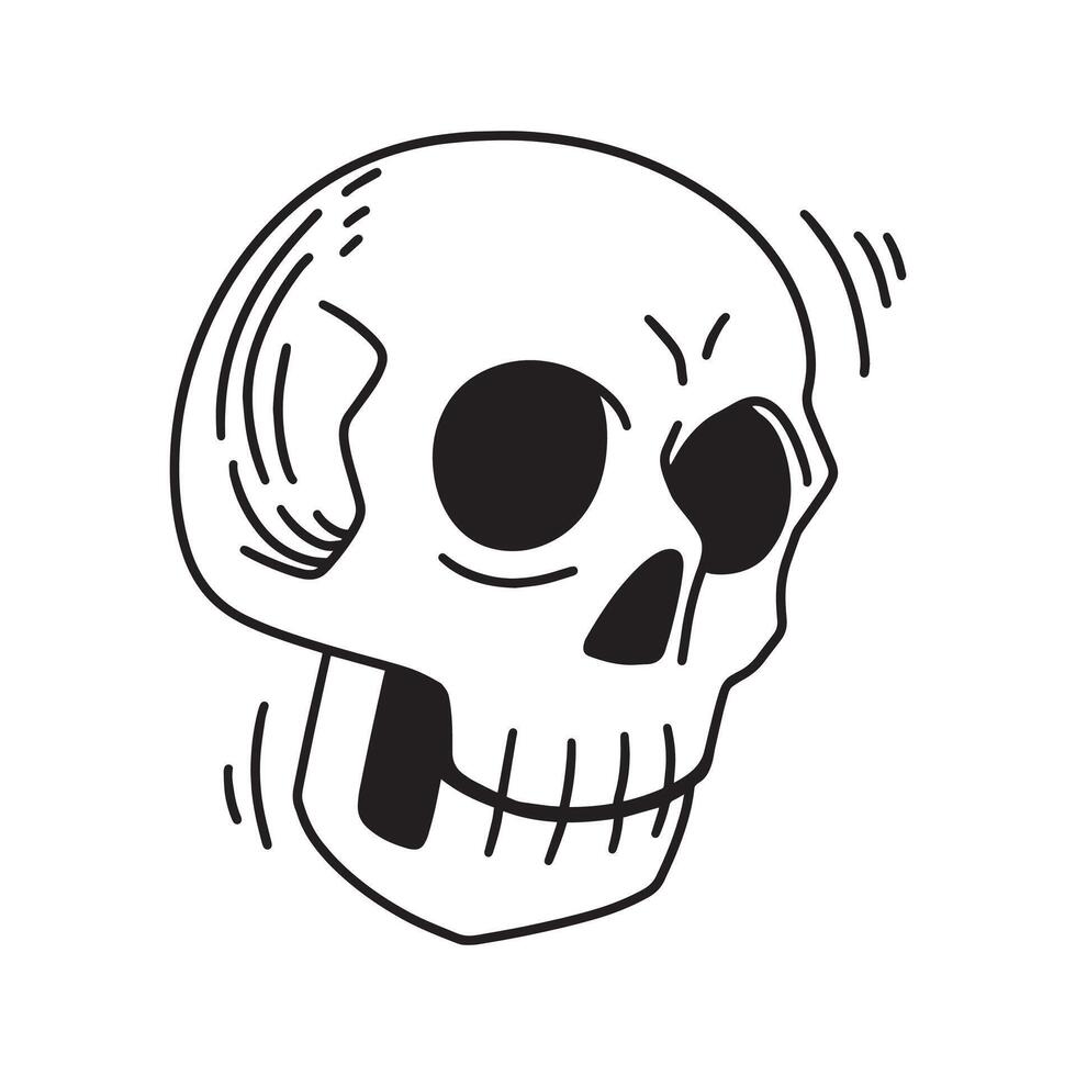 Hand Drawn Halloween Skull Outline Illustration vector