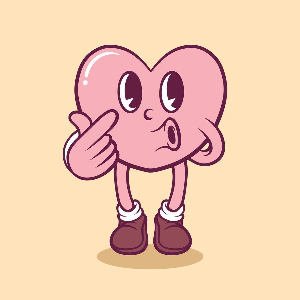 Cute hand drawn heart Mascot character illustration v3 vector