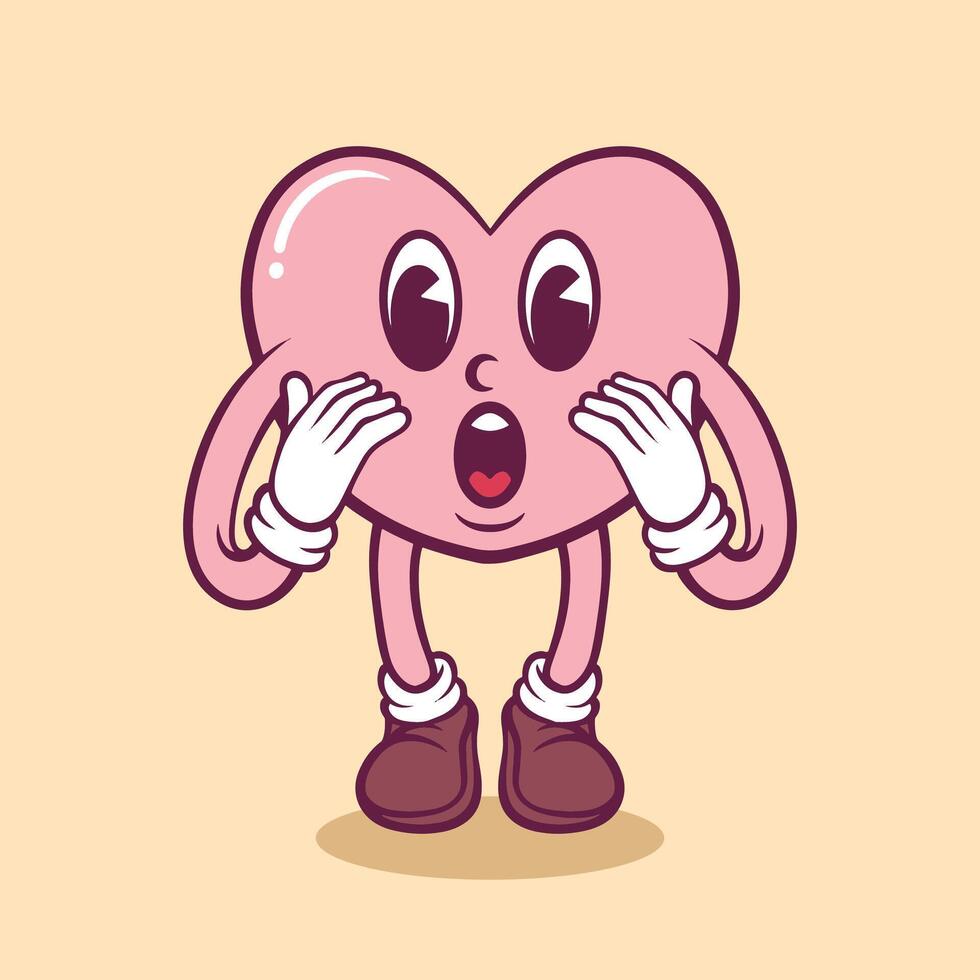 Cute hand drawn heart Mascot character illustration v4 vector