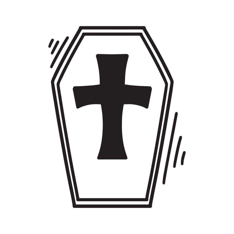 Hand Drawn Coffin Outline Illustration vector