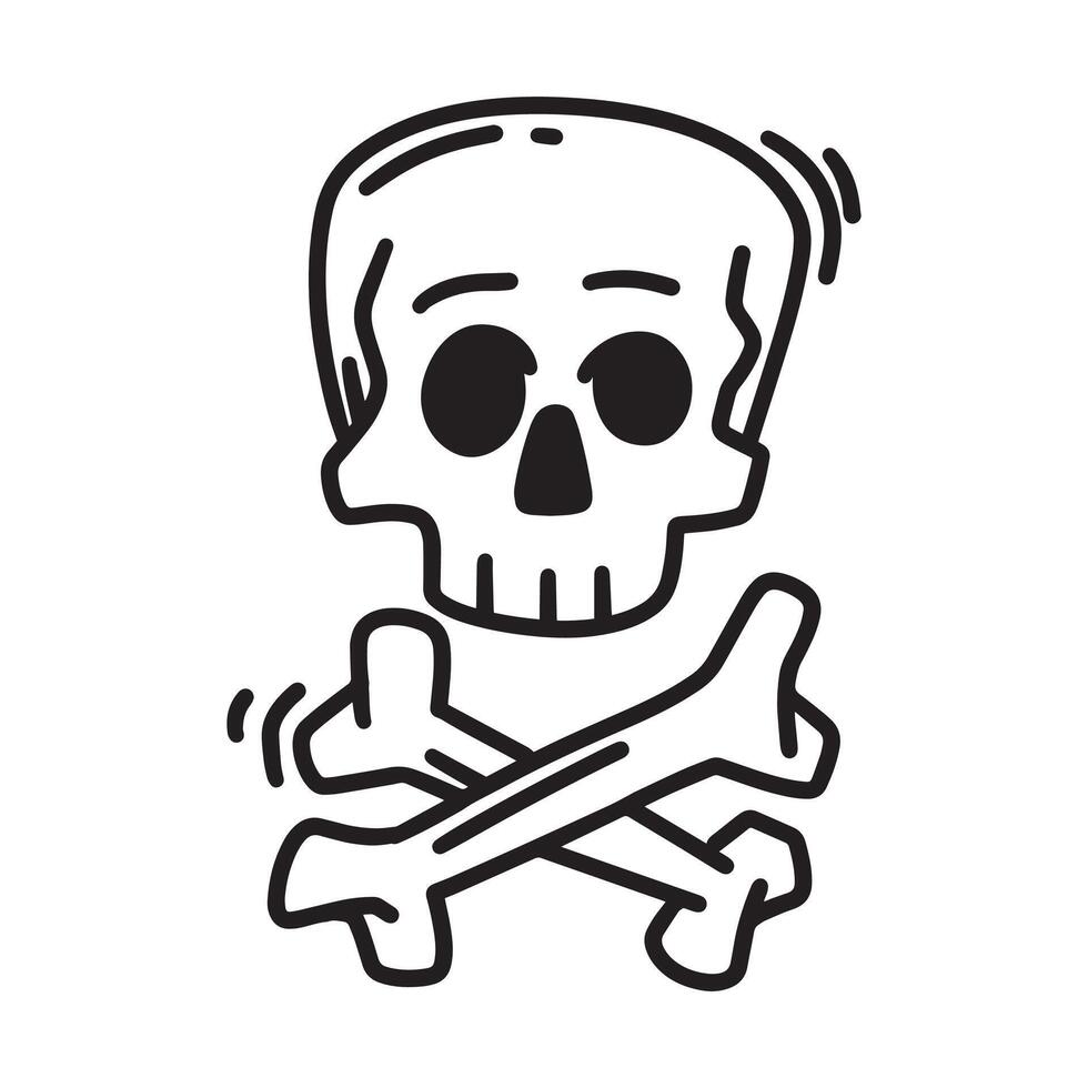 Hand Drawn Skull Outline Illustration vector