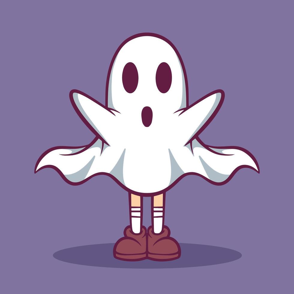 Cute hand drawn ghost illustration vector