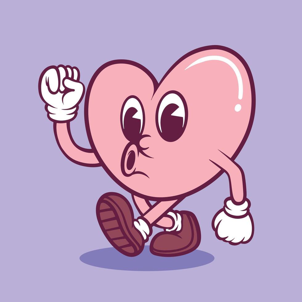 Cute hand drawn heart Mascot character illustration v5 vector