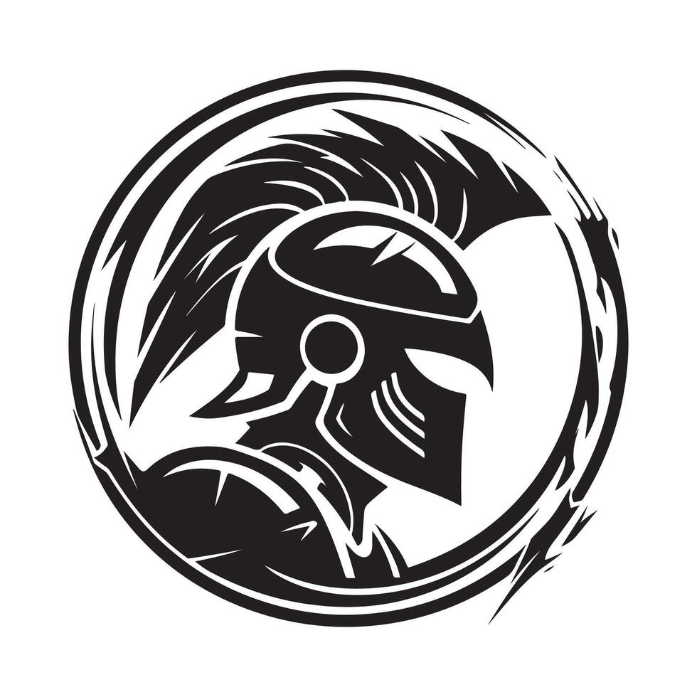 Spartan warrior logo in helmet design emblem stock image vector