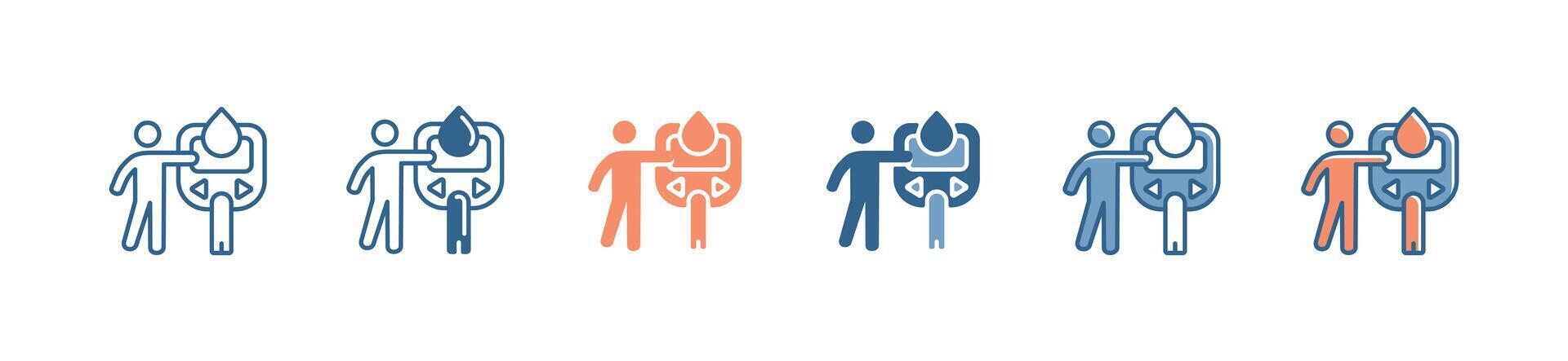 people using a glucometer sign icon set dripped blood sugar glucose level test illustration vector
