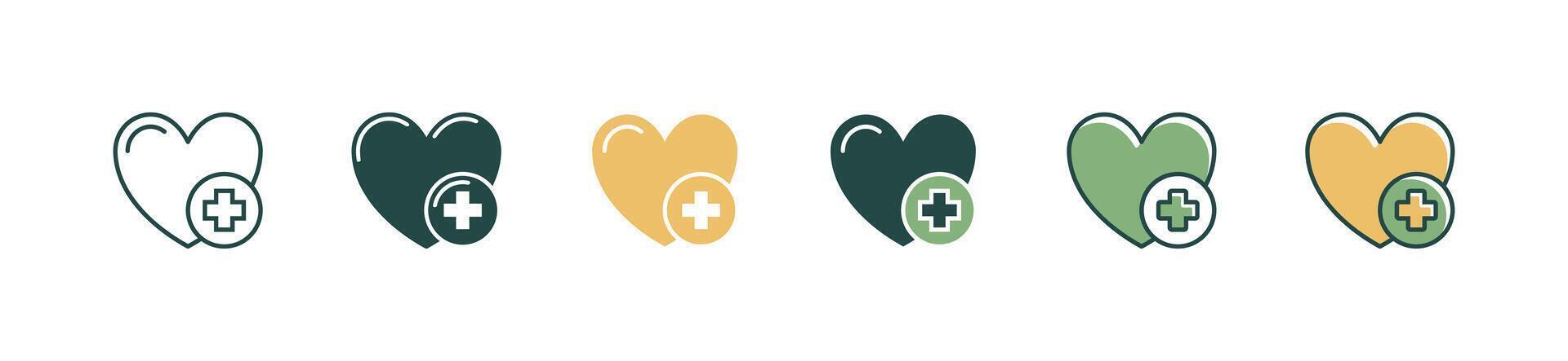 simple heart love icon with life health care cross giving charity support symbol illustration vector