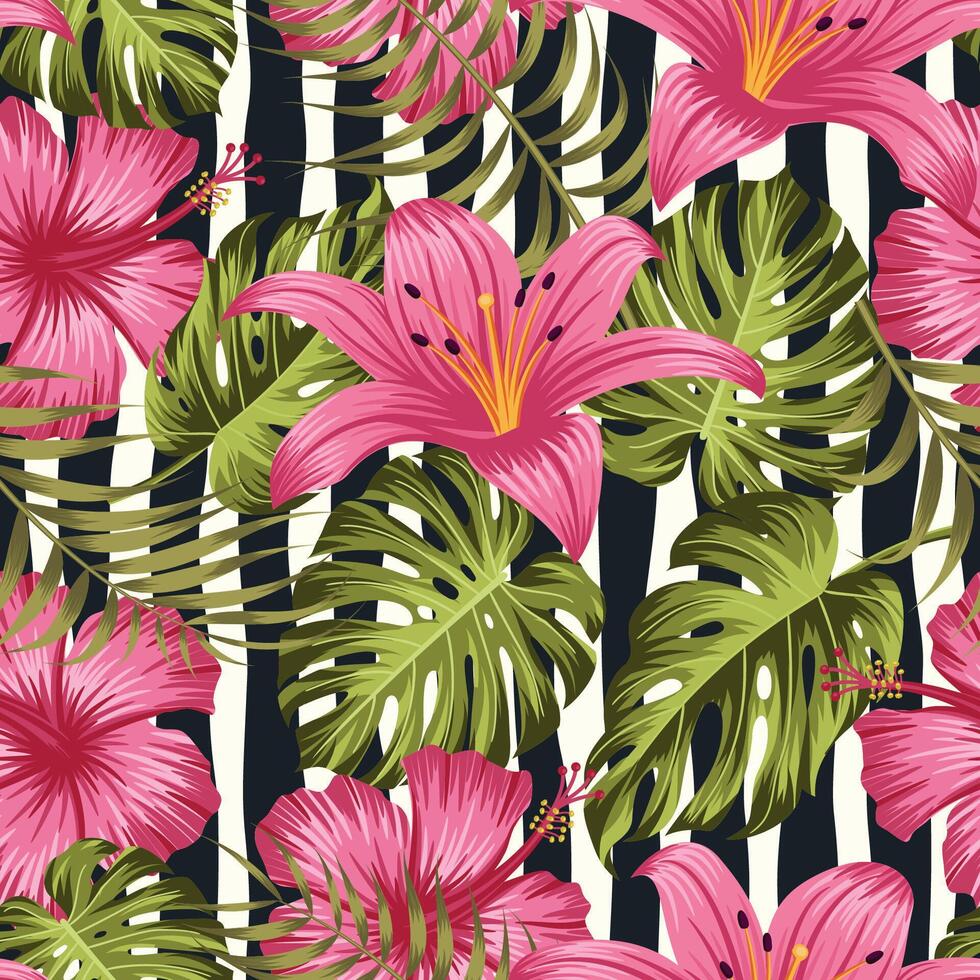 Floral seamless pattern with leaves. tropical background vector