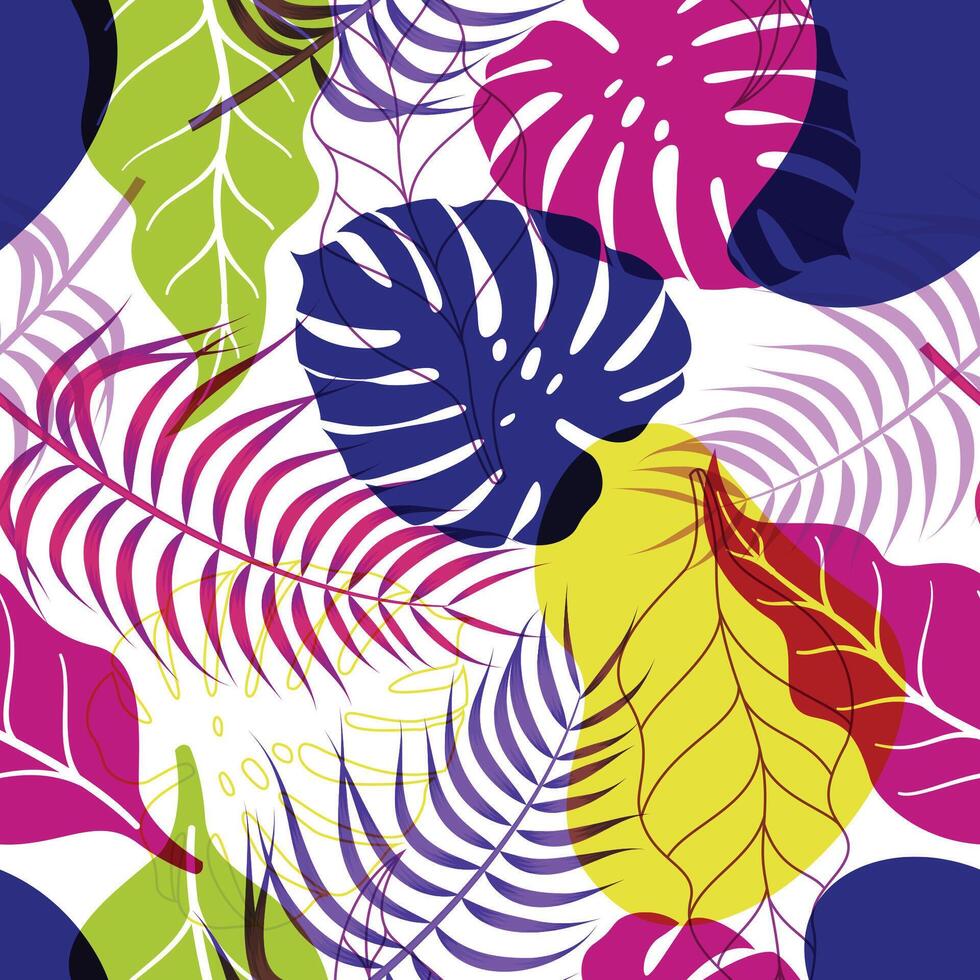 Abstract Floral seamless pattern with leaves. tropical background vector