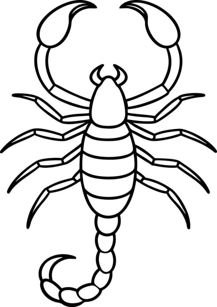 Scorpion outline illustration art, smooth line art like silhouette on white background vector
