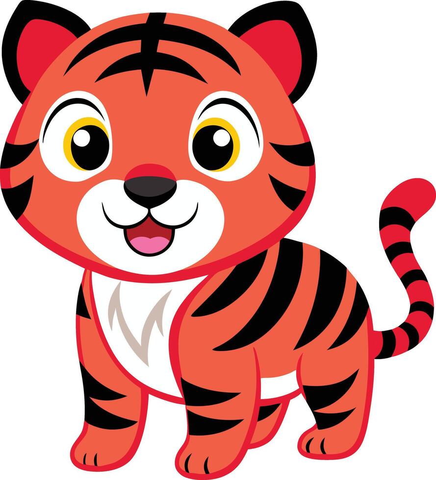 Happy and smiling cute baby tiger illustration design vector