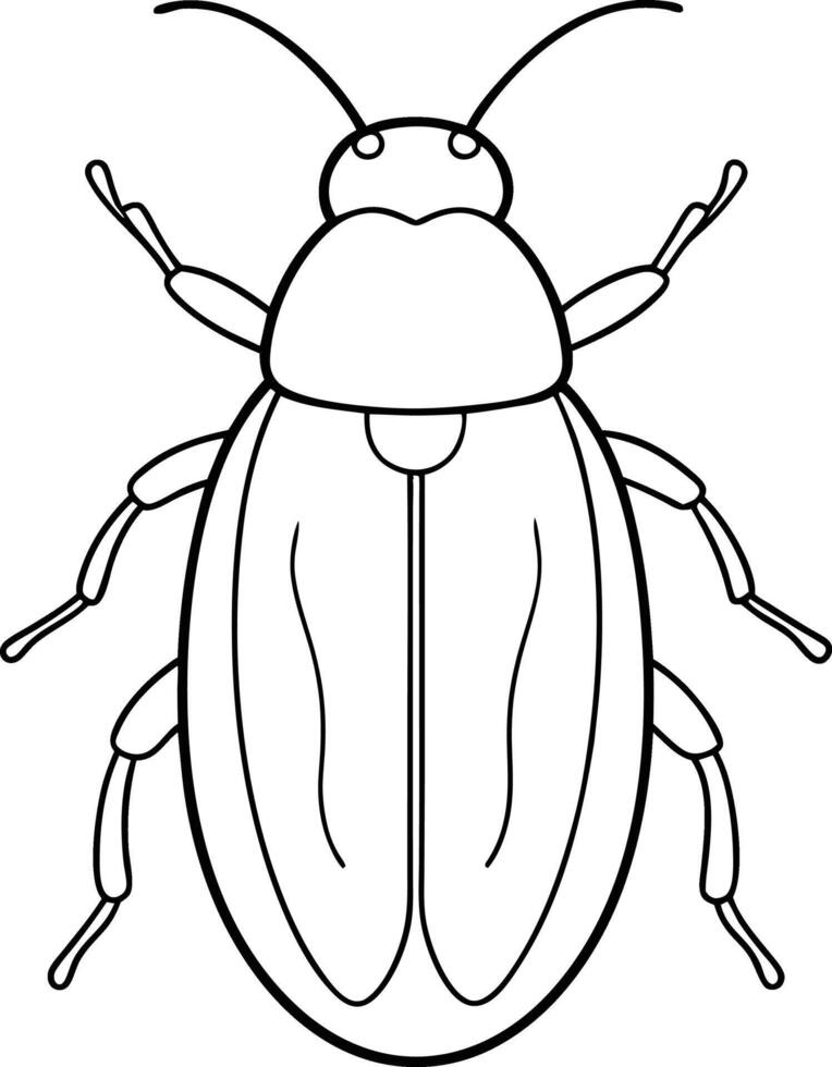 Beetle outline illustration art, smooth line art like silhouette on white background vector