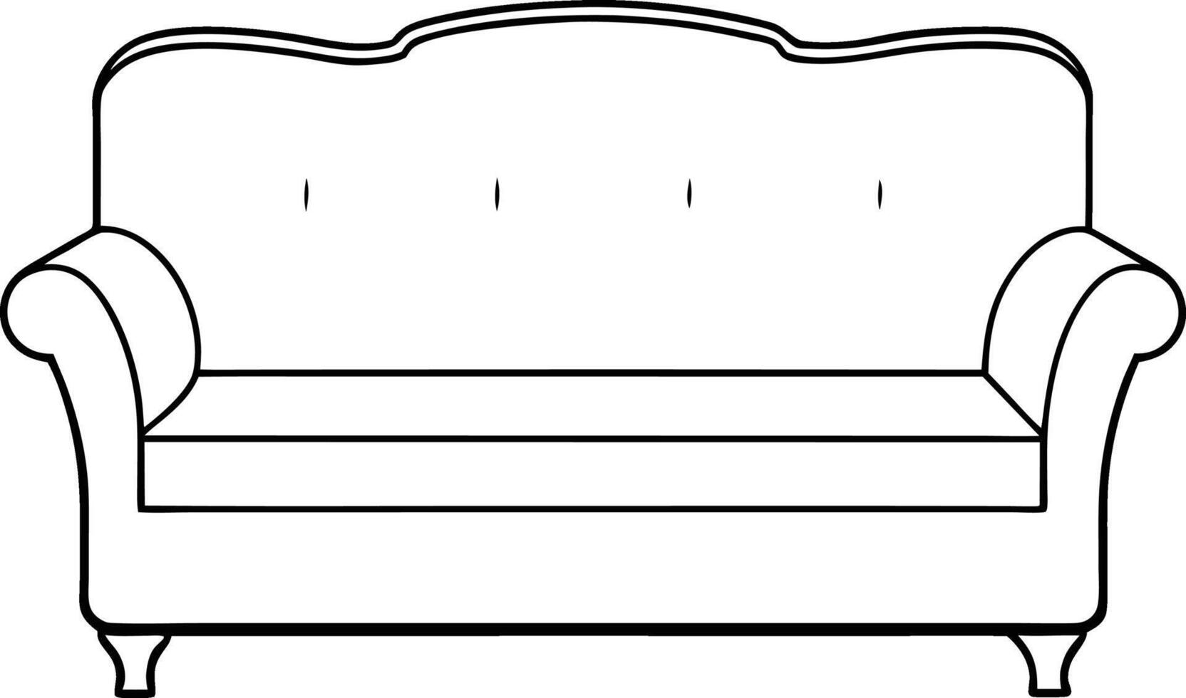 Sleek and Stylish Sofa outline or Line Art Graphic for Interior Design and Creative Projects vector