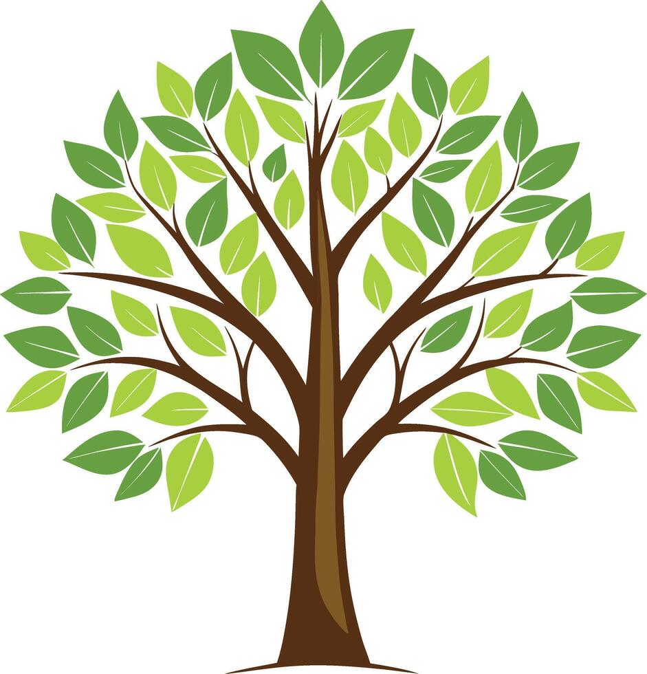Green tree design and round shape with many leavs illustration vector