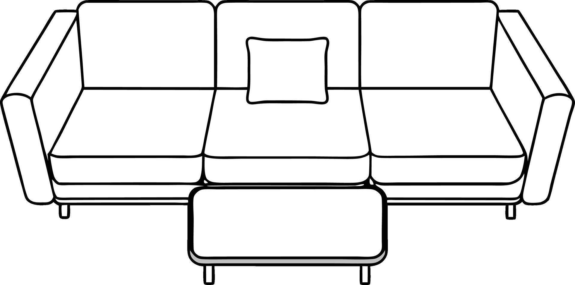 Top view sofa outline of a sofa set with three seating sections vector