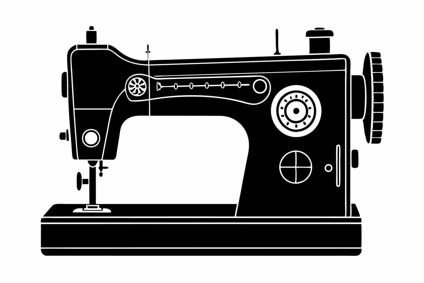 a black and white illustration of a sewing machine vector