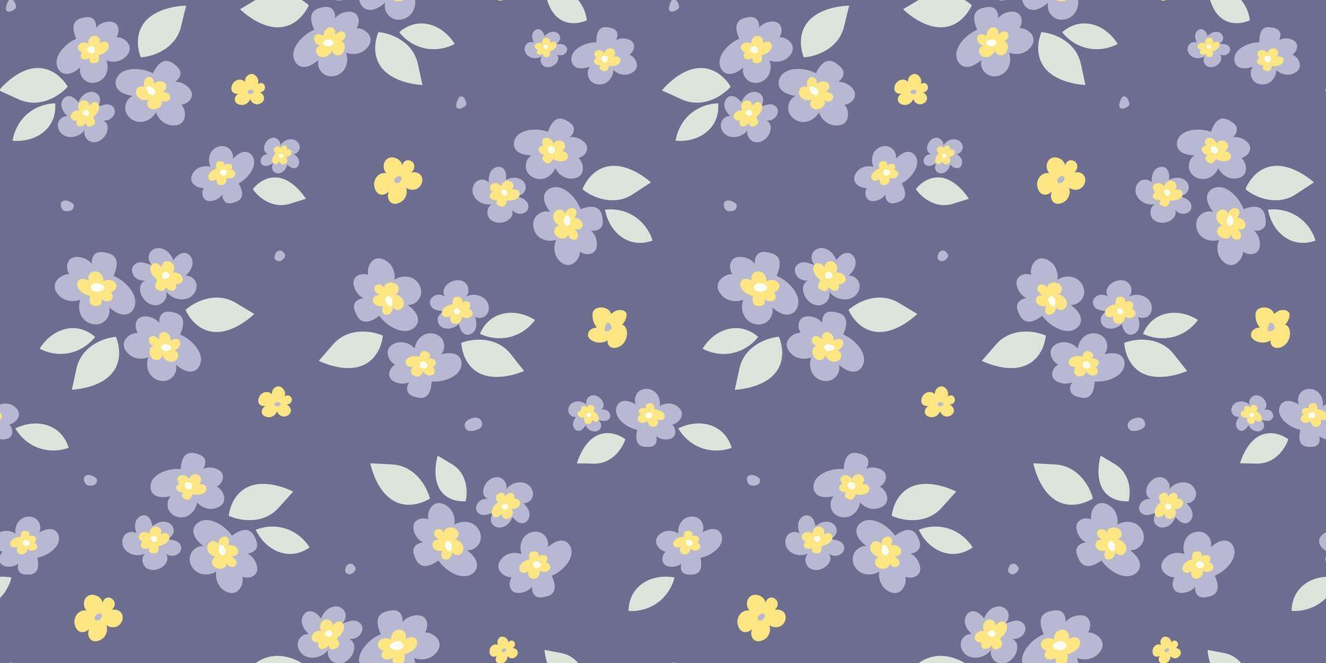 Seamless simple pattern with simple floral design. Summer abstract bloom print. vector